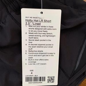 Lululemon black Hottyhot shorts NWT